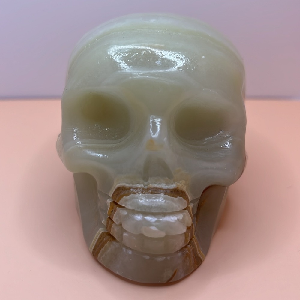 Carved Jade Skull Unique Inclusions